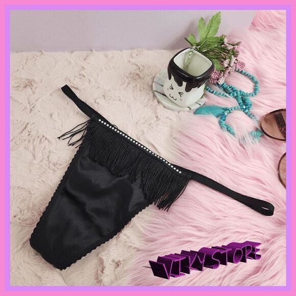 NWT VS Black V-String: Large Crystals - Chic Elegance! NWT - Picture 1 of 7